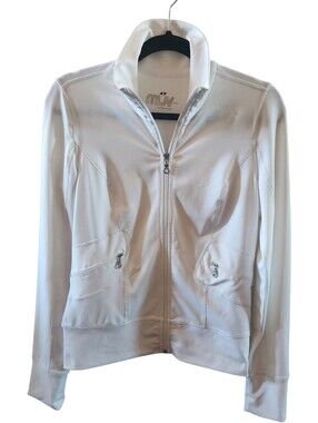 MUV Athletic Zippered Yoga Jacket Sweater White Size Small 2 Zip Pockets